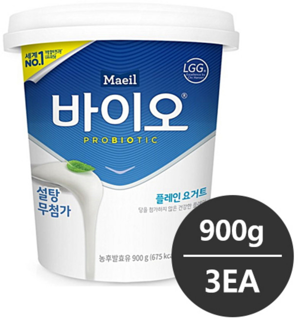 매일 바이오 플레인 무가당 900g 3개 냉장배송 무배