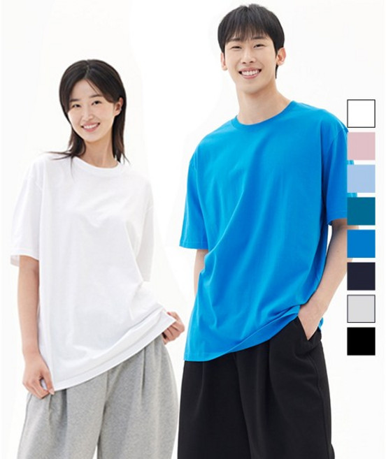 더팀 베이직 20수 무지 라운드 통기성 반팔 티셔츠