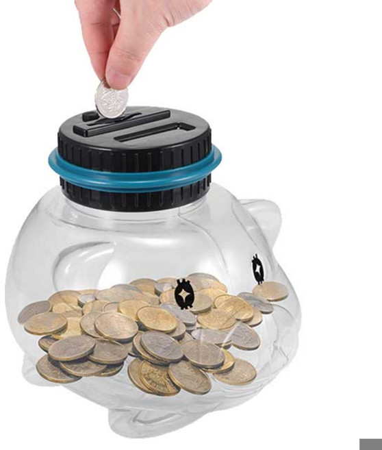 투명 대용량 동전 지폐 스마트 돼지 저금통, 스마트 피그, 1개