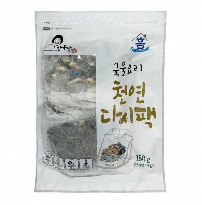 안옥남 천연다시팩 국산 멸치 다시마 표고버섯 국물용 육수팩, 180g, 1개