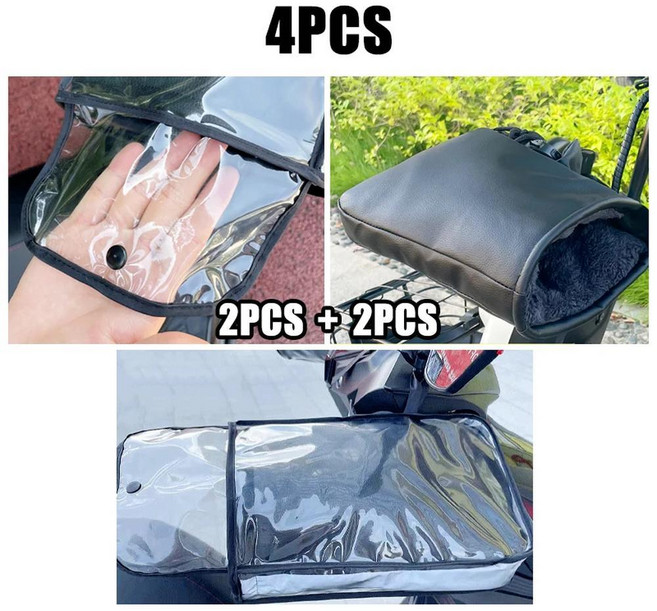 오토바이 열선토시 발열장갑 핸들바 머프 - 자전거용 방수 겨울 손난로 범용 방풍 미트 커버 손을 따뜻하고 건조하게 유지, 색상: 4. Black A 4Pcs