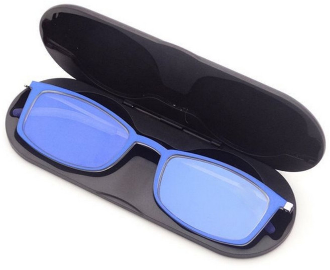 빌리네집 노안 안경테 노인 돋보기 초슬림 안경 케이스, 1개, 사각 블루_케이스 포함