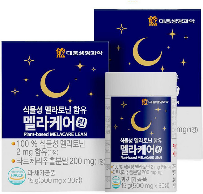 대웅생명과학 식물성 멜라토닌 함유 멜라케어린 1정당 2mg 함유 식약처 HACCP 인증, 2개, 30정