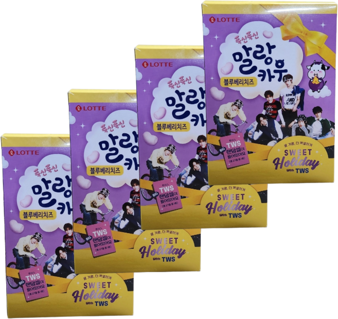 롯데 말라카우 블루베리치즈 투어스 랜덤씰 포함, 4개