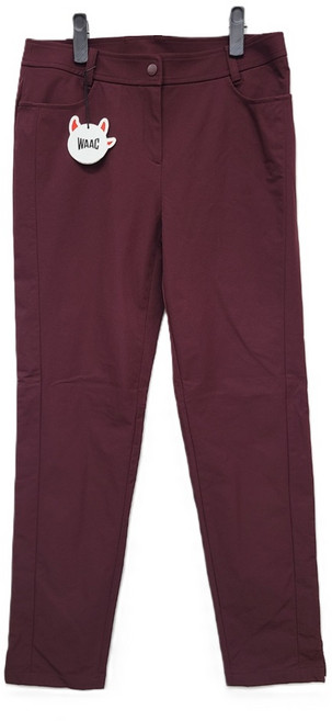 코오롱 왁 WAAC 골프 여성 에센셜 스탠다드핏 팬츠 와인 나일론 스판 소재 신축성 우수 솔리드 긴바지