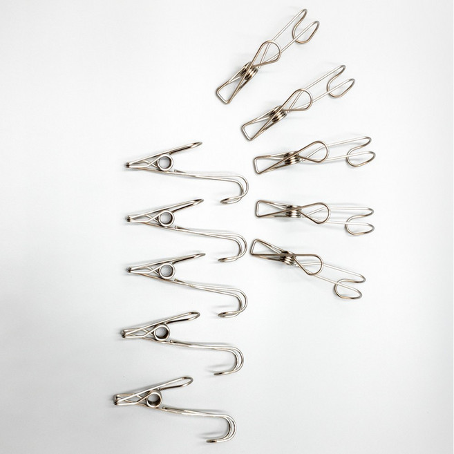 [10개 묶음] 튼튼한 스텐 다용도 집게 빨래집게 스테인레스, 중형, 10개, 중형