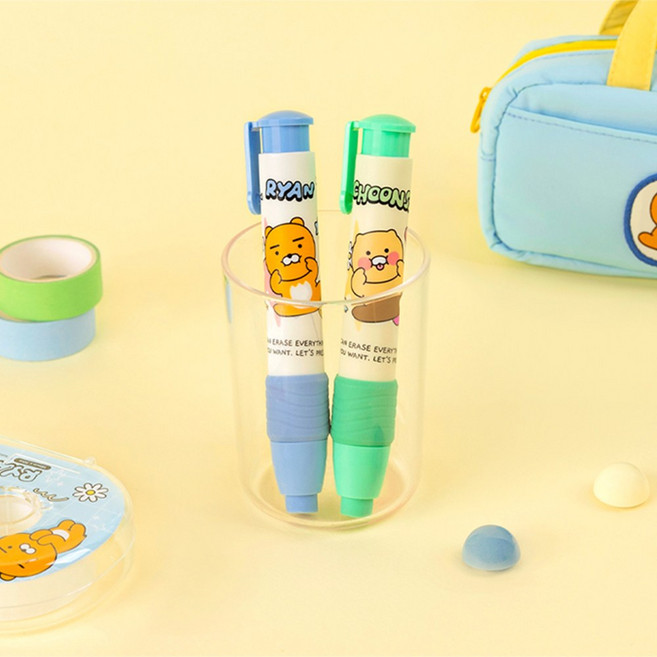 카카오프렌즈 세이치즈 노크식 샤프 형태 두꺼운 지우개, 라이언 블루바디, 1개