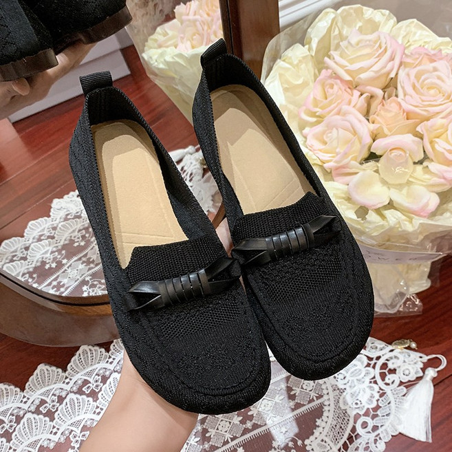 BLTER 여성 니트 메쉬 슬립온 여름 발편한 미끄럼방지 니트 스판 망사 샌들 컴포트 푹신푹신 가볍고 편한 신발 여성 스니커즈 엄마 신발 로퍼 여성 단화 워킹화 625-33