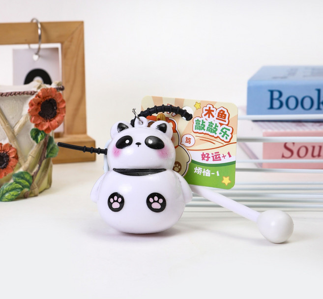 木魚敲敲樂掛飾鑰匙扣, 1個, 熊貓
