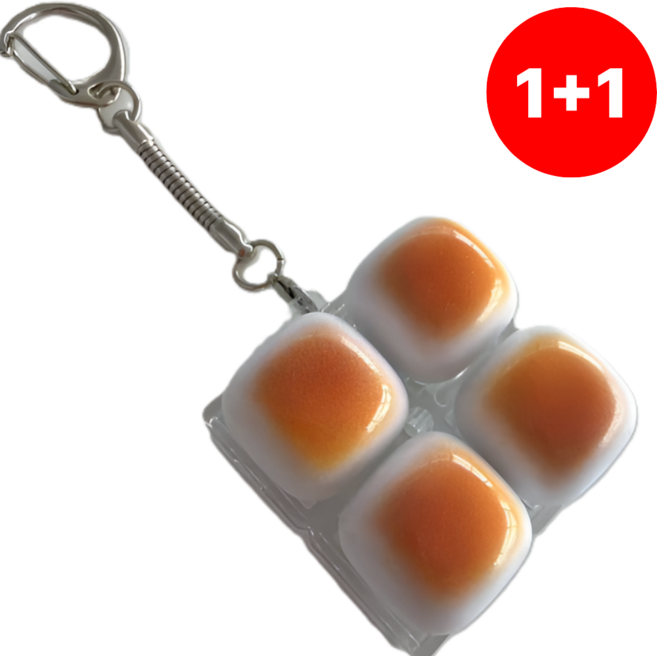 [1+1] 뱀수 회의시간 필수템 딸깍딸깍 중독성 갑 식빵 키보 키링, 1세트, 식빵키캡+식빵키캡