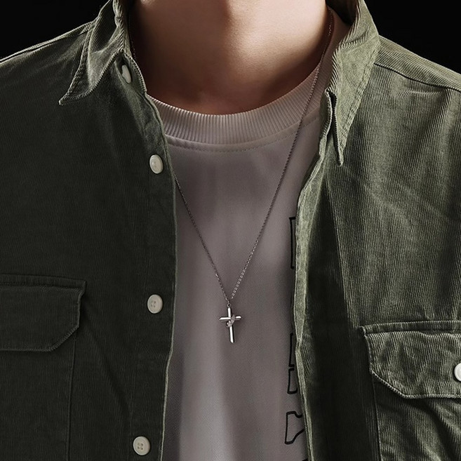 타리사 S925 남녀공용 십자가 체인 KT1