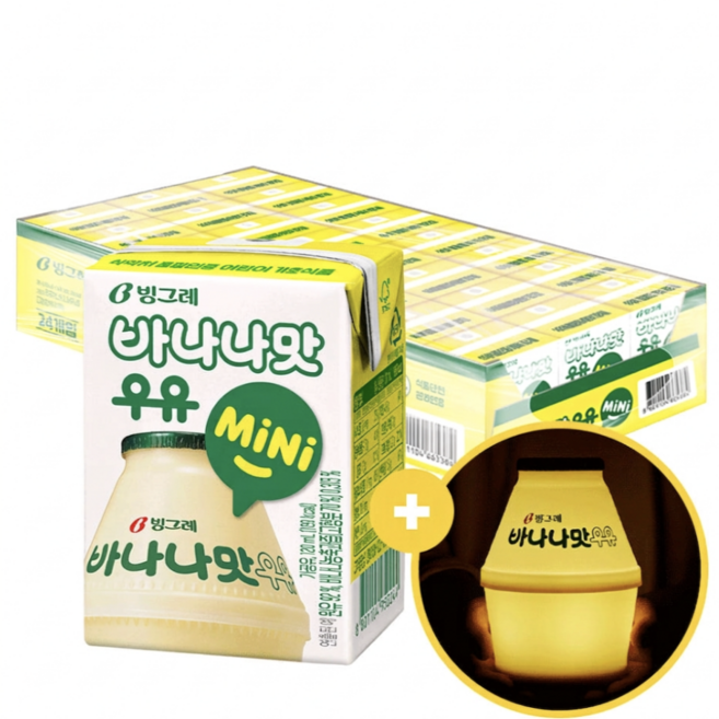 빙그레 바나나맛우유 무드등 +바나나맛우유 미니, 바나나맛우유 미니24팩+바나나맛 무드등1개, 120ml, 24개