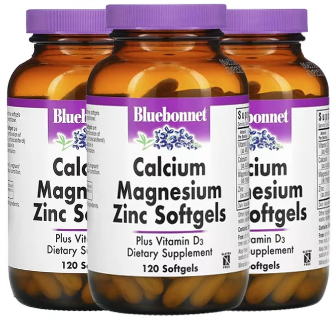블루보넷 뉴트리션 칼슘 마그네슘 아연 소프트젤 120정, 3개 - 쿠팡