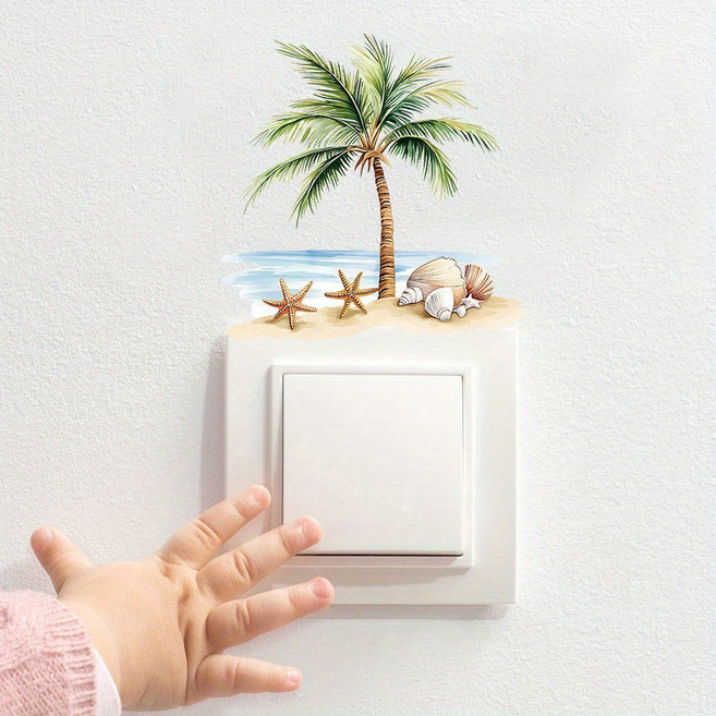 이쿠이칸 스위치 스티커 데코 장식 스위치커버 손때 방지 스티커 HJKGT007SHU, 그린