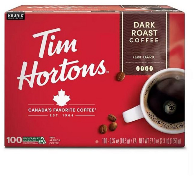 [미국직구] 팀홀튼 캡슐 커피 다크 로스트 100개 / Tim Hortons K Cups Coffee - Dark Roast (100 ct.), 10.5g, 1개입