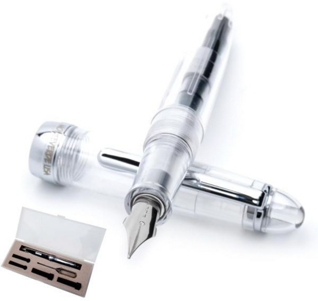 몬테베르데 몬자 만년필(잉크 바이알 ) 크리스탈 클리어 플렉스 펜촉, Flex Nib, Clear