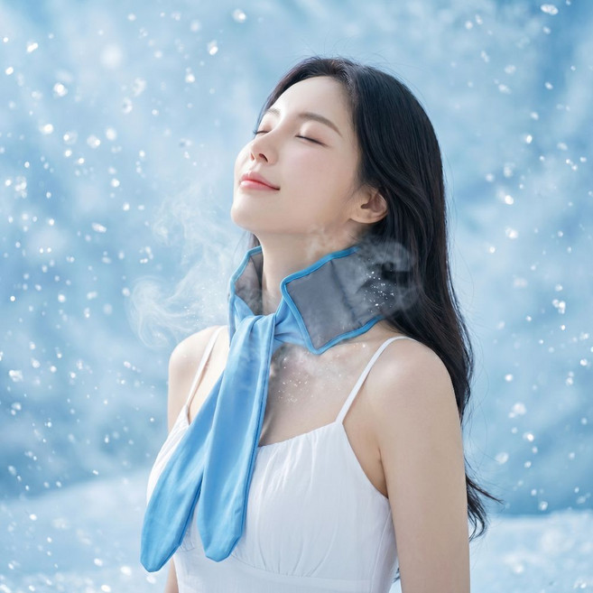 아이스 넥쿨러 냉감 쿨스카프 넥타이형 목밴드, 1개, 블루