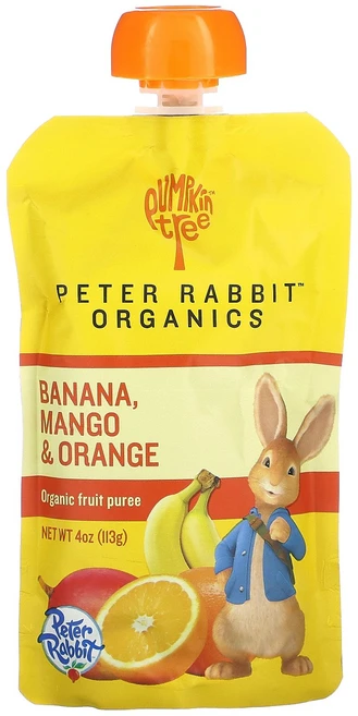 Pumpkin Tree Organics 피터 래빗 오가닉스 유기농 과일 퓨레 바나나 망고 및 오렌지 113g(4oz) Organics (펌킨트리 오가닉스), Pumpkin Tree Organics, 피터 래빗 오 - 쿠팡