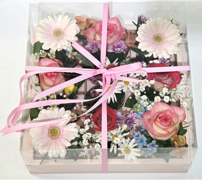 더플라워24 생화조각케이크 꽃케익 프로포즈 생일꽃케이크, 1개, 핑크케이스