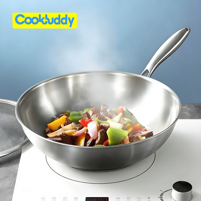 CookBuddy 궁중팬 인덕션 가스레인지 겸용 5중 316 스테인리스 중식 웍, 1개, 28cm