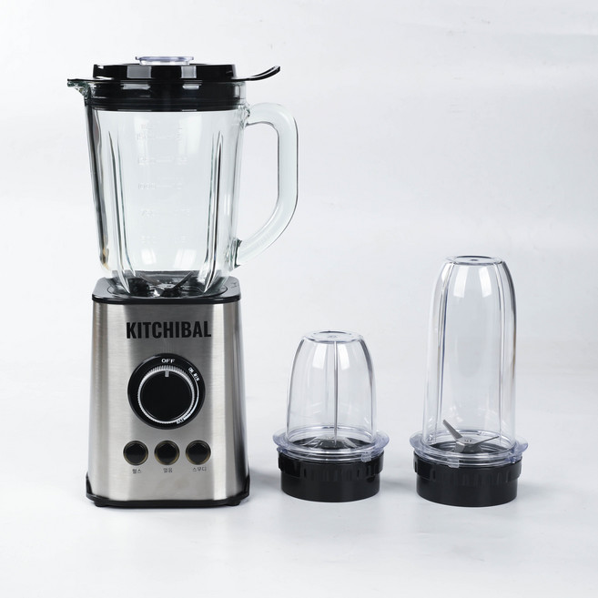 KITCHIBAL 유리 믹서기 1.5L 대용량 얼음 분쇄 가정용 블렌더 휴대용컵 분쇄컵 포함 다기능, TB003-3