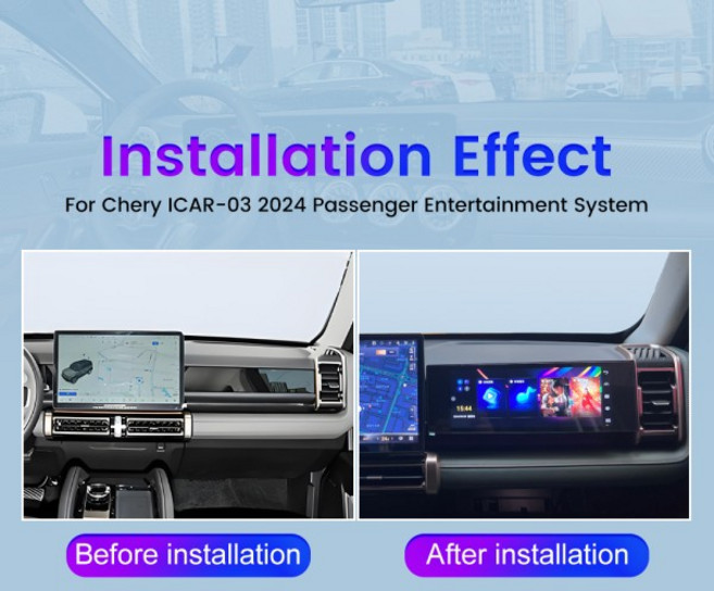 12.3인치 조수석 엔터테인먼트 스크린 체리 ICAR-03 자쿠 J6 2024 카플레이 안드로이드 시스템 차량용 GPS, 01 검정색