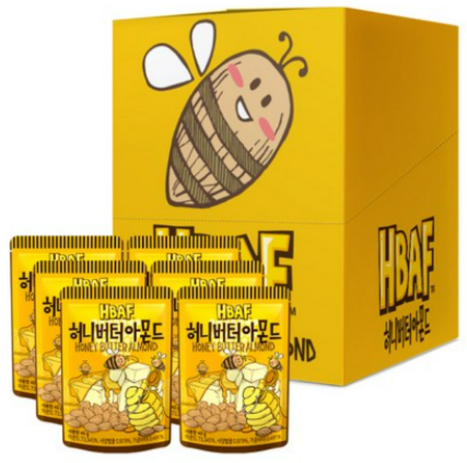 HBAF 허니버터 아몬드, 40g, 20개