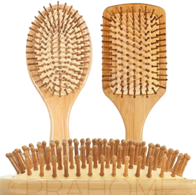 프라홈 에어쿠션 헤어 브러쉬 2종 빗세트, 1개, 원목색