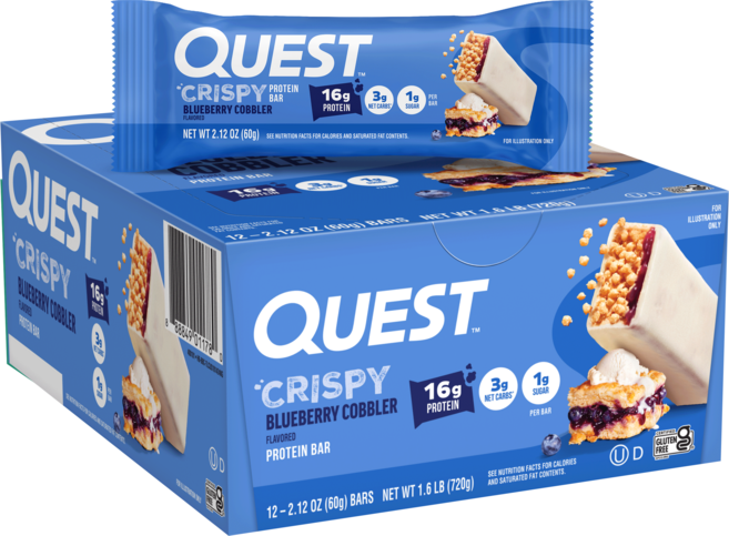 QUEST NUTRITION Hero 香脆蛋白棒, 脆皮藍草莓餡餅, 60g, 12個
