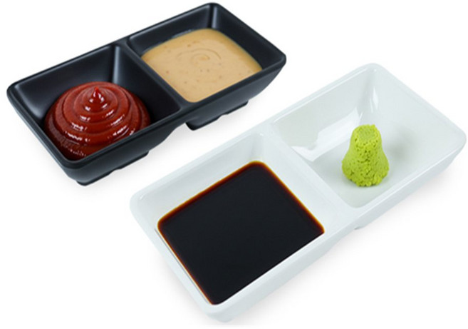 와이옐로 2구 간장종지 멜라민 그릇 돈까스쌍소스종지, 일반무전사(SD150L)