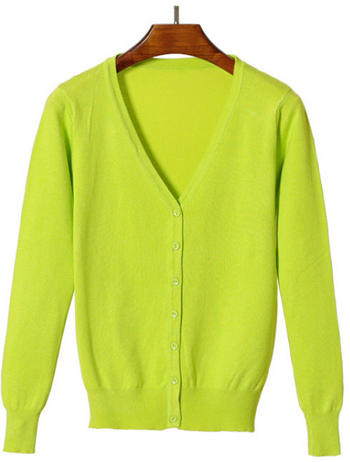 해피유통 여성 봄가을 V넥 니트 가디건 편안한 기본 디자인bsq