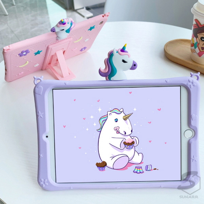 화웨이미디어패드M7 M6 M5라이트 메이트패드프로 10.1 10.4 10.8 8.4 유니콘 캐릭터 스탠드 스트랩 실리콘 케이스, stc065 핑크, 1개