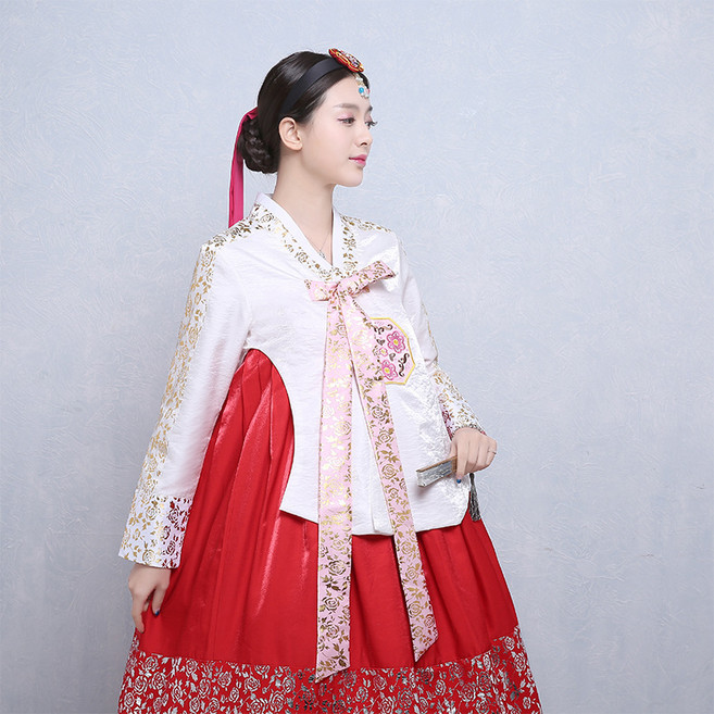 Akimu 여성 전통 한복 드레스 상하복 긴소매 사계절용 하객룩