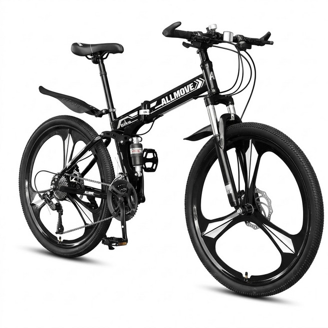 리비에담 고성능 접이식 MTB 성인 자전거 21단 입문용 가성비 출퇴근 오프로드 삼각휠 가성비 추천, 1개, 175cm, 블랙&화이트(27.5인치휠/키175-190권장)