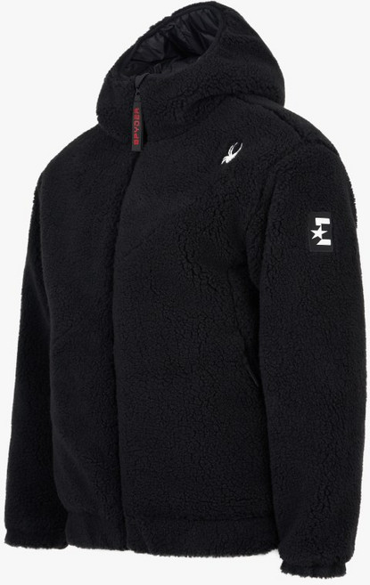 [스파이더 본사 직영] 공용 유로스포츠 플리스 패딩 후드 집업 자켓 SPIWCNJK222UBLK