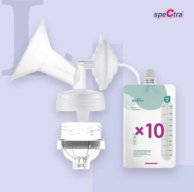 스펙트라 와이드흡입기+이지저장팩 10매/이지모유저장팩전용깔대기/유축기소모품, 1세트, 와이드흡입기 L 32mm+이지저장팩10매