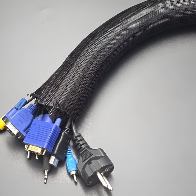 선정리튜브 컴퓨터 케이블 전선보호 케이블덮개 커버 선정리용품, 블랙