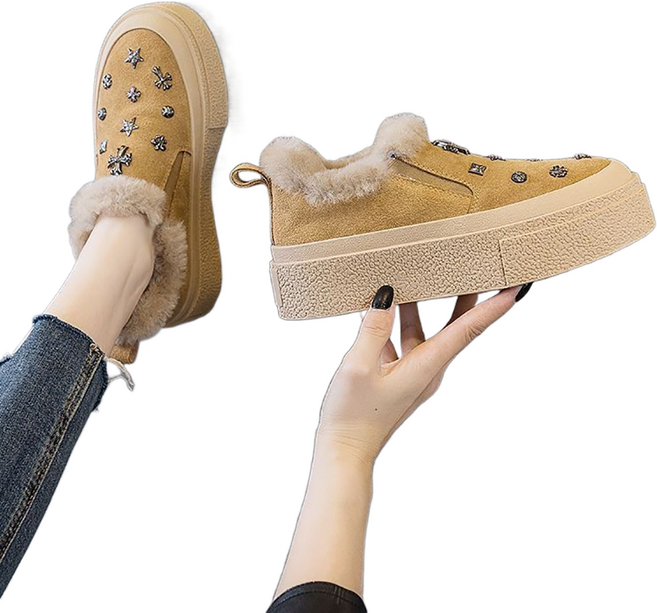 셀럽당 융털 도톰 로퍼 면화 여 겨울 통굽 스니커즈X0031