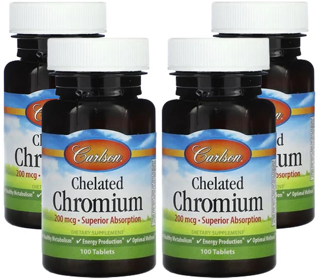 칼슨 킬레이트화 크로뮴 200mcg, 4팩, 100정 - 쿠팡