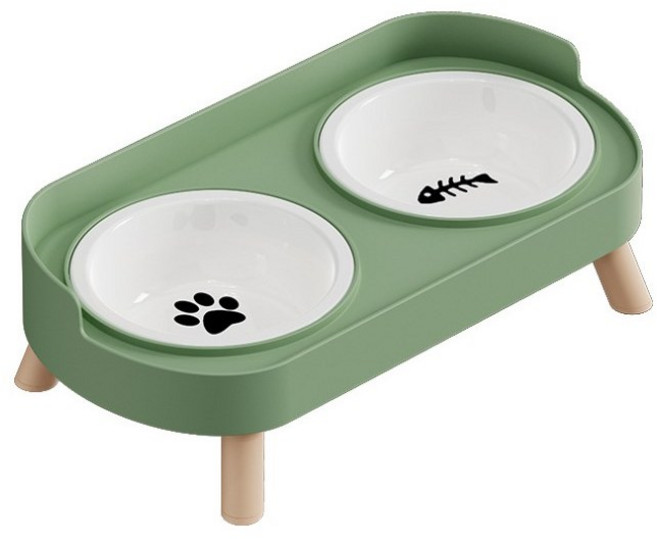 반려동물 울타리 펜스기능 세라믹 사료그릇, 아보카도 그린, 1개