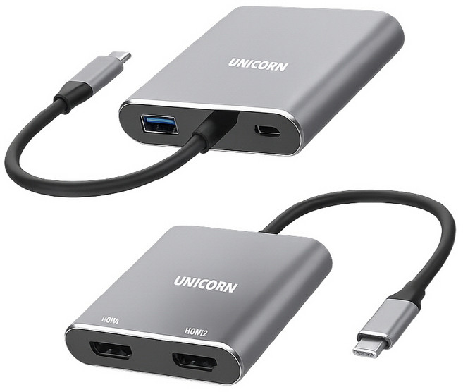 USB C타입 to 4K 듀얼 HDMI 확장기 분배기 멀티 PD3.0 충전 노트북 모니터 연결 컨버터 젠더 미러링 어댑터