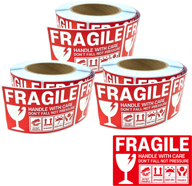 파손주의 fragile 취급주의 스티커 영문 1500매, 1개, 1개입