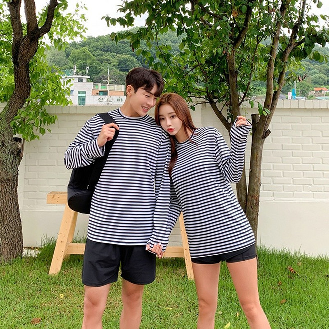 M~2XL 스트라이프 래쉬가드 티셔츠 수영복 남여공용 SW18848FM~2XL 스트라이프 래쉬가드 티셔츠 수영복 남여공용 SW18848F, XL[105], 블랙