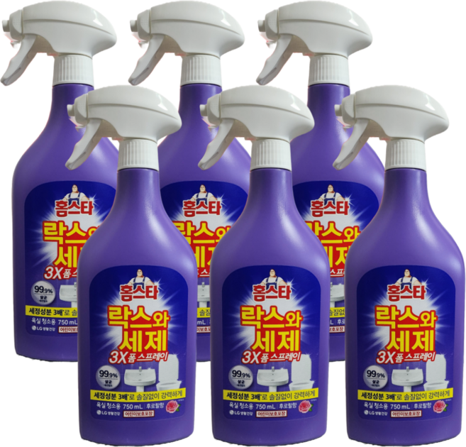 홈스타 락스와세제 3X 폼 스프레이 후로랄향 500ML*2개, 750ml, 6개