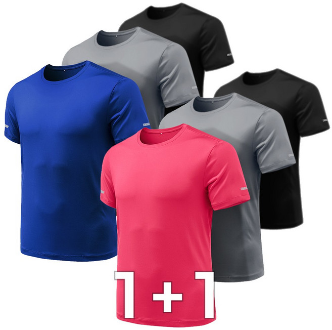 [1+1] 쿨링 반팔티 짐웨어 라운드 남자티셔츠 반팔 3팩