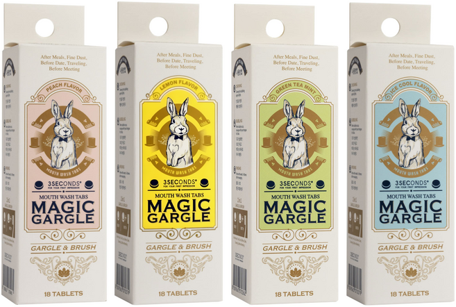 쓰리세컨즈 매직가글 고체 치약 휴대용 구강청결제 4가지 맛, 1개, 61.5ml
