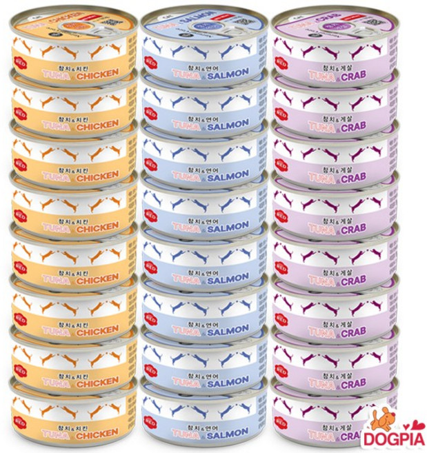 네츄럴코어 고양이간식 레드밋 고양이캔, 1박스, 80g, 3종혼합