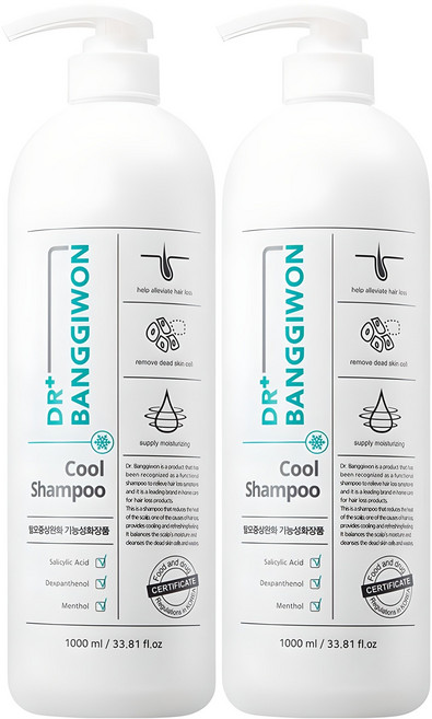 닥터방기원 쿨 샴푸 블루모히또향, 1L, 2개