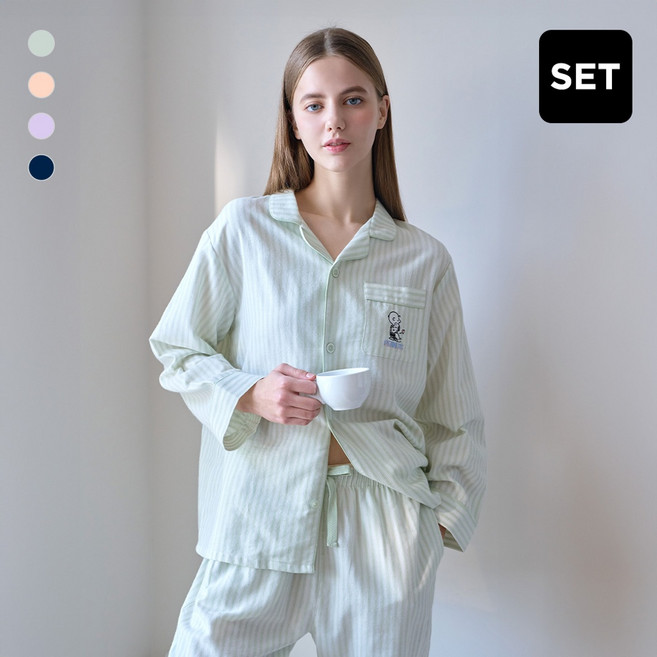 애니바디 면100% 공용 면 긴팔 주머니긴바지 파자마 세트_[스누피 ]ANJS25211 2001부평점