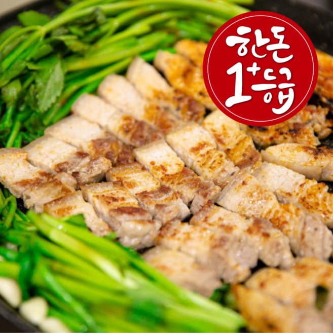 [달님이네]청도 미나리 먹인 국내산 1+등급 한돈 돼지고기 삼겹살 구이용 냉장배송, 500g, 1개